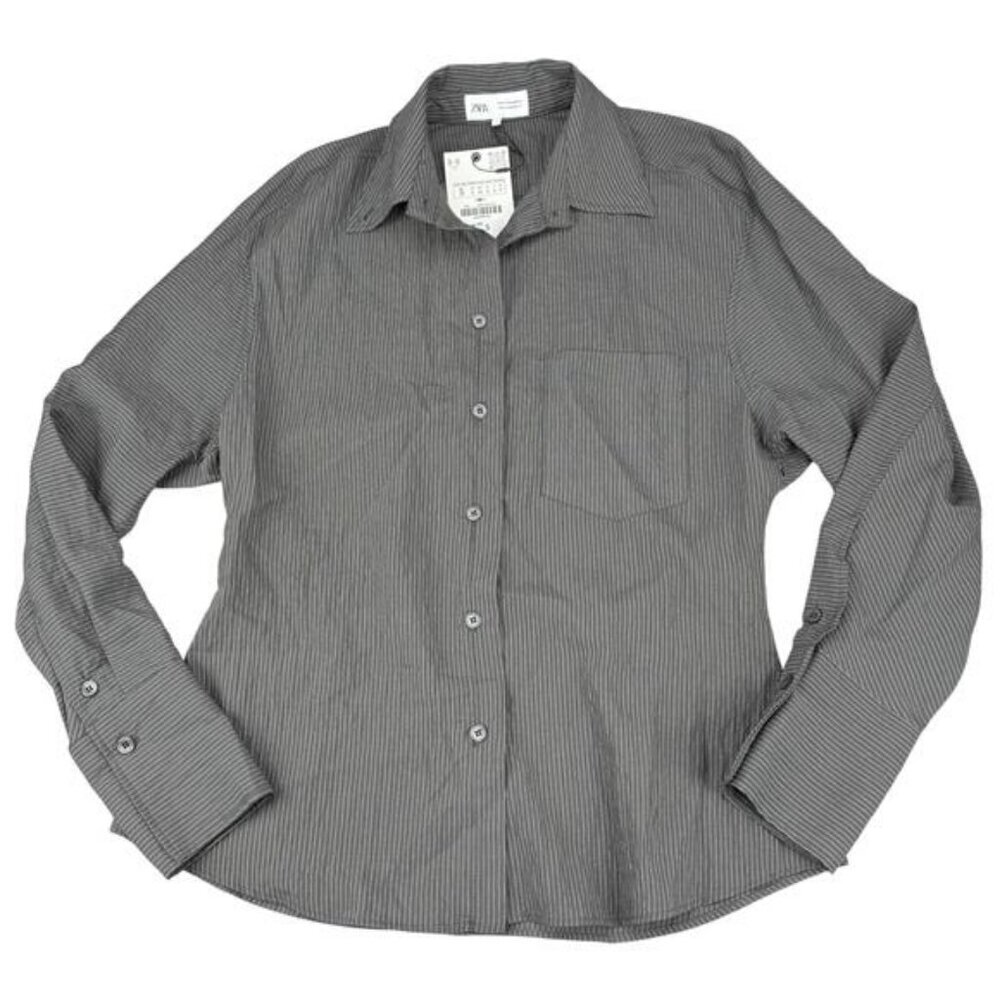 NWT ZARA Striped Shirt w/ Pocket Size Small - Picture 5 of 6